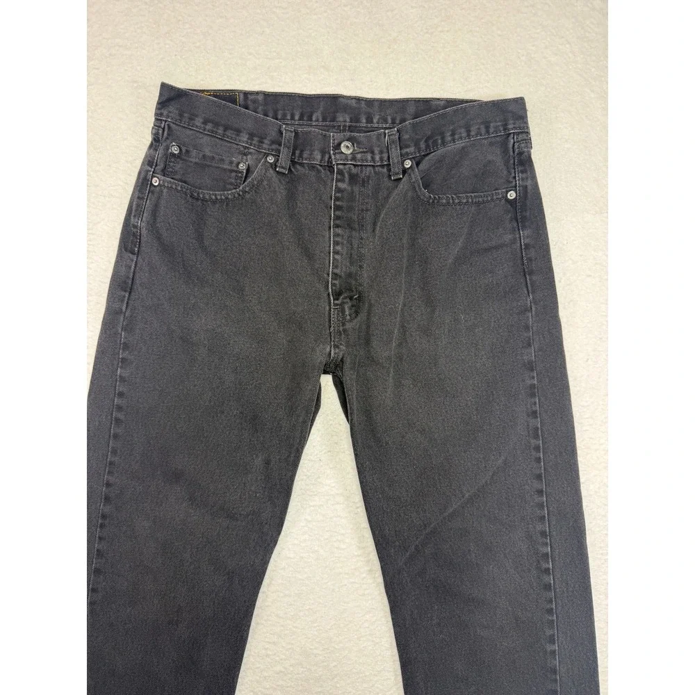 Levis 505 Regular Fit Straight Leg Mens Jeans Black Faded 38x30